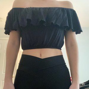 Black Ruffle Crop Top